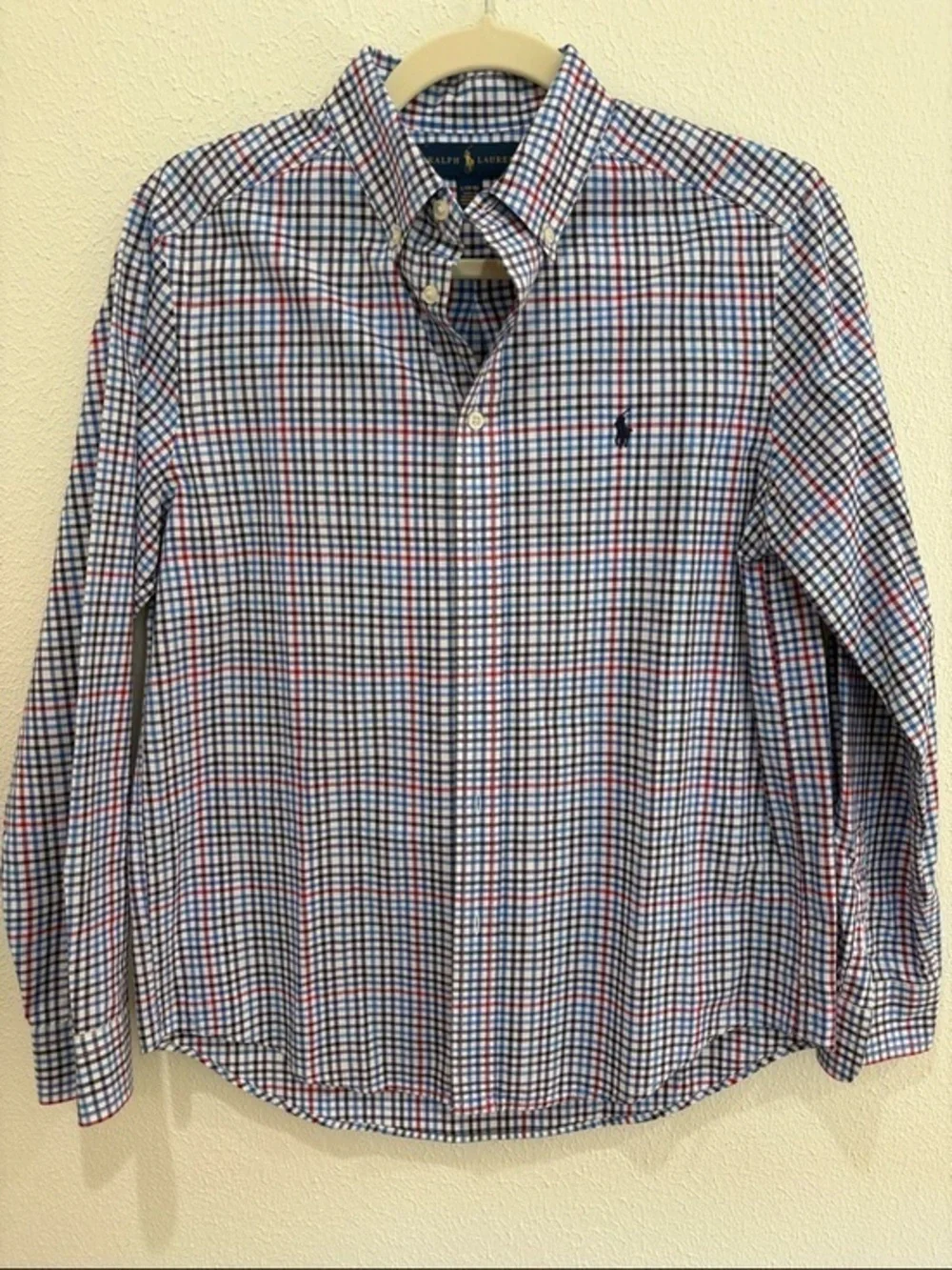 Ralph Lauren Men's Blue & Red Plaid Button-Down Shirt